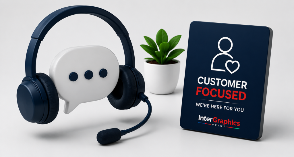 Inter.Graphics Print customer-focused service commitment graphic